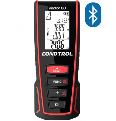 Дальномер лазерный CONDTROL Vector 80 (0,05-80м, ±1,5мм, аккум., фронт, тыл, Bluetooth)