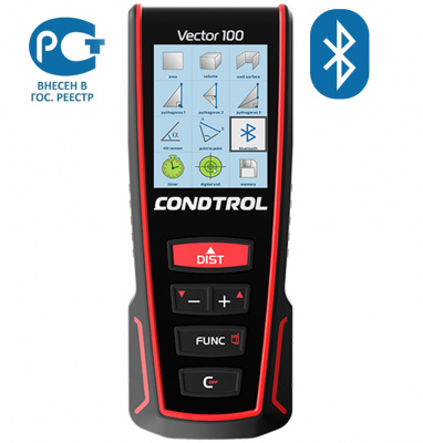 Дальномер лазерный CONDTROL Vector 100 (0,05-100м, ±1,5мм, аккум., уклоном., фронт, тыл, Bluetooth)